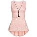 Produktbild OSYARD Damen Blumenspitze Reißverschluss Tank Top ärmellose dünne Weste Reine T-Shirts(EU 46 / XL, Rosa)