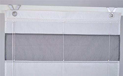 Raffrollo / Ösenrollo Kessy Motion weiss/grau K 45/140 - 2