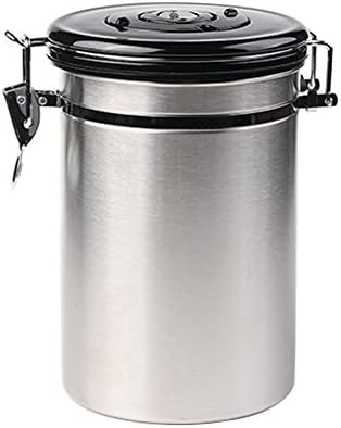Hamhsin 2.5L Stainless Steel Coffee Canister with Exhaust Valve, Vacuum Sealed Coffee Vault Tank/Storage jar/can for Coffee Beans,Tea,Nuts,Biscuit,Food