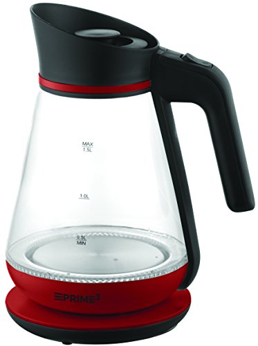 Preisvergleich Produktbild Prime3 Wasserkocher aus Glas, Rot