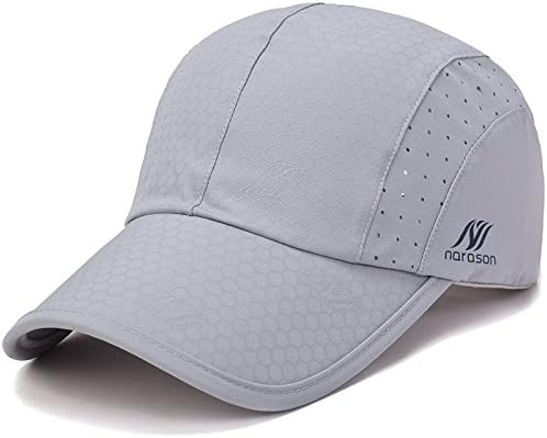 KIMTIME UPF50+ Quick Dry Running Cap Sun Visors Hats Ultra Thin Portable &amp; Waterproof Baseball Cap for Sports Golf Running Fishing Outdoor Research Light Gray