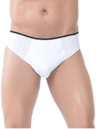 SOGNATORI Men's Disposable Super Soft 100% Cotton Underwear For Travel Hotel Hospital menstruation (5 Pack) (White, XL)
