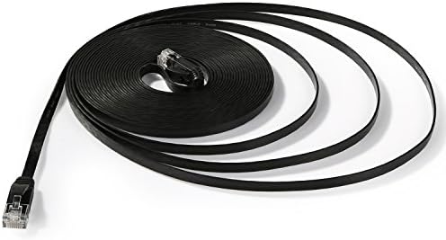 Hexagon Network - Ethernet Cable Cat6 Flat 25ft Black, Network Cable Cat 6 Flat Slim Ethernet Patch Cable, Internet Cable With Snagless RJ45 Connectors - 25 Feet Black