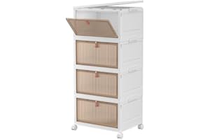 SavvyStor Storage Boxes with Lid - Plastic Storage Boxes with 1 Lid 28L/Tier, Plastic Drawers, Stackable Boxes, Organiser for Bedroom Living Room