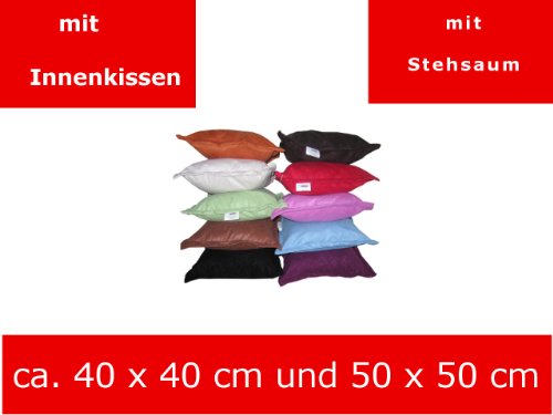 Zierkissen Sofakissen mit Füllung 40 x 40 oder 50 x 50 cm (Rot, 50 cm x 50 cm) - 3