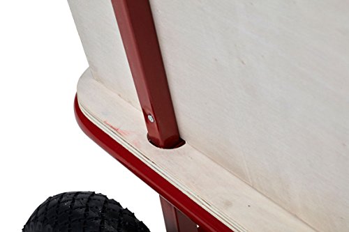 Bollerwagen mit Tragkraft 100 kg, Holz-Seitenwände und Boden, Metallrahmen mit Pulverbeschichtung, Transportwagen, Handwagen aus Holz, 10 Zoll Gummi-Reifen, Izzy Sport - 7