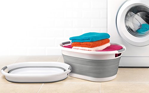 Beldray LA034816 zusammenklappbarer Wäschekorb, oval,Weiß/Grau - 6