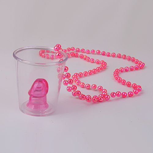 Gazechimp Willy Shot Glas Schnapsglas mit Rosa Kette Schnaps Becher Junggesellinnenabschiede Party Trinkbecher Gag Fun Scherzartikel Party - 3