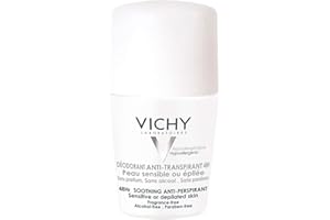 Vichy Dermo-Tolerance Deodorante Roll-On Antitraspirante, Per Pelle Sensibile o Depilata, Pelle Fresca e Lenita per 24H, Con Acqua Termale di Vichy, Prolina Cutei e Estratto di Ninfea, 50 ml