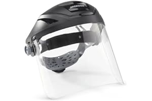 Jackson Safety 14262 F4XP Premium Face Shield/Face Guard, Ratcheting Safety Headgear, Clear Anti-Fog Polycarbonate Window for Grinding visor face protection, Black