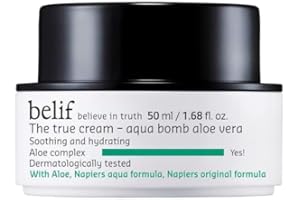 BELIF BELIEVE IN TRUTH Belif True Cream Aqua Bomb Aloe Vera 50 ml, lekki kojący krem do twarzy, Aloe Vera Panthenol Alchemilla, wzbogacony krem nawilżający, skóra wrażliwa, wegański krem nawilżający, krem na dzień
