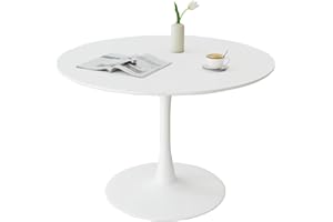 GrandCA HOME Mesa de Comedor Redonda Moderna de 110 cm con Base de Pedestal, Mesa de Ocio de Mediados de Siglo para Comedor de Cocina