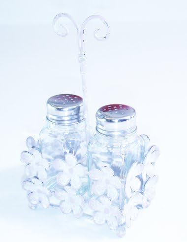 Marvells Glass Chrome Salt and Pepper Cruet Condiment Set Shaker in Metal Holder