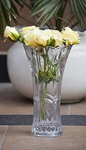 Majik Transparent Crystal Glass Vases for Home and Office Dcor Glass Vases for Centre Table 20 Grams Medium Pack of 1