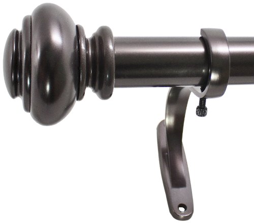 Decopolitan 1-Inch Urn Single Window Treatment Rod Set, 36 to 72-Inch, Warm Bronze