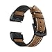Produktbild YOOSIDE Ersatzarmband für Garmin Fenix 5X Plus,Leder Armband Echtleder+Silikon Gliederarmband Uhrenarmband für Garmin Fenix 5X/Fenix 5X Plus/Fenix 3/Quatix 3/ D2 Delta PX,Braun