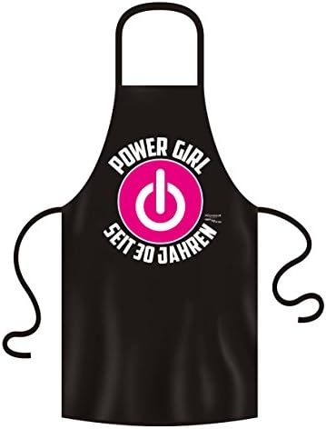 Power Girl Power Woman For 30 Years 30th Birthday Gift BBQ Apron Gift Idea Her Colour: Black &amp; Certificate Holder, 100% Cotton, Schwarz-01, One Size