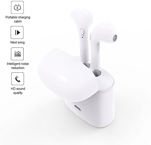 Bluetooth Headphones,HBQ Twins Wireless Earbuds Stereo Bluetooth V4.2 Headset with Handsfree Mic &amp; Portable Charging Case for iPhone Samsung iPad and Most Android Phones (i7 TWS White)