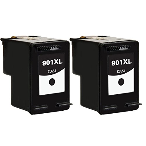 LCL(TM) 901XL CC654AE (2-Stück Schwarz) Tintenpatrone nachgefüllt Kompatibel für HP Officejet 4500/J4500/J4524/J4535/J4540/J4550/J4580