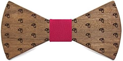 Wooden bow tie Toucan. Fashion collection for men: Handmade of walnut by Territorial Wood. Wedding &amp; events. Elegant and original gift. Adjustable ribbon. Pink cloth knot (9 colours more)