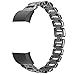 Produktbild Tianya Ersatz Legierung Armbanduhr Strap Uhrenarmband aus Metall mit Kleinem Bohrer Kristallglas Smart Armband Armbanduhrband Sportuhr Schlaufengurtband für Fitbit Charge 2 (Schwarz)