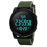 Zarupeng Smart Sportuhren, Herren Analog-Digital-LED Smartwatches Outdoor Fitness Armbanduhr Militärarmee Sport Wasserdichte Uhr (One Size, Green)