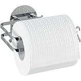 Wenko 21780100 Turbo-Loc Toilettenpapierhalter, Befestigen ohne bohren, Edelstahl rostfrei, 13,5 x 7 x 11 cm, gl&auml;nzend