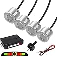 FABTEC Car Reverse Parking Sensor System, LED Display 4-Sensor Parking Assistant Kit, Backup Auto Object Detectors with Sound Warning (Silver, Set of 4)…