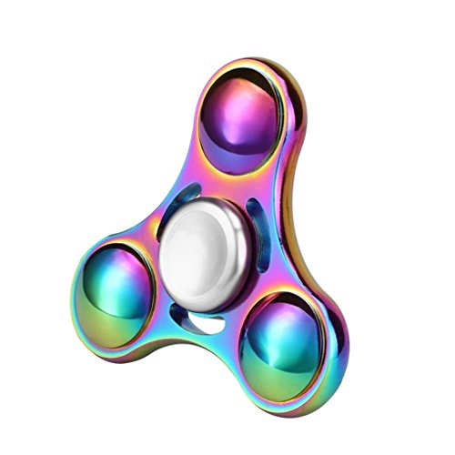 Hand Spinner Fidget Alloy Focus Toy Fidget with Fast Bearing, EDC Spinner Stress Reducer for Kids Adults Anxiety Relief, ADD, ADHD and Finger Training, Rainbow