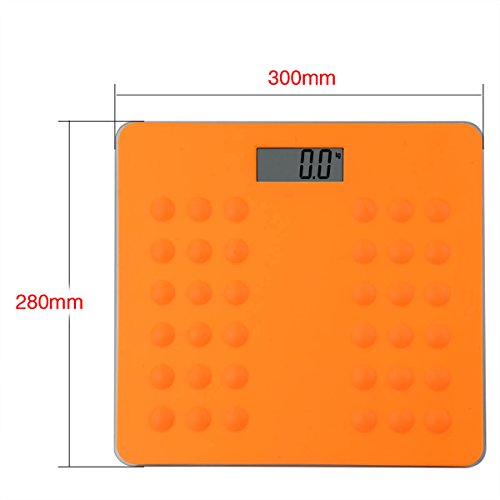 Silikon Anti Rutsch Design Digitale Personenwaage Kinderwaage in Orange Deallink Sicherheits Glas LED Badwaage Fußwaage bis 150 KG / 330 LB - 5