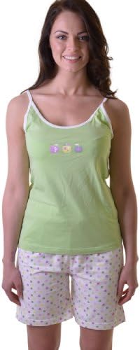 Cool 100% Cotton PJ Pyjama Set with Cute Apple Motif, Pink or Green