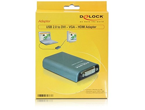 Delock USB 2.0 zu DVI – VGA – HDMI Adapter für Monitore mit 128 MB Speicher (Auflösung bis zu 1920 x 1080 Pixel) - 2