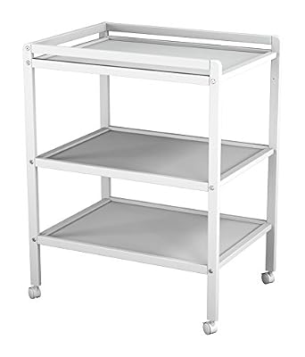 Ateliers T4 Table à Langer à Roulettes avec 2 Étagères Laqué Blanc