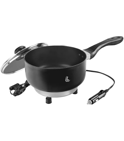 Padella Elettrica Per Auto 12V/24V Con Cottura A Vapore, Padella Elettrica Antiaderente Da 2 Litri 18 Cm, Mini Fornello Da Viaggio Elettrico Per Pasta, Tagliatelle, Verdure, Carne, Uova,12vg - 7
