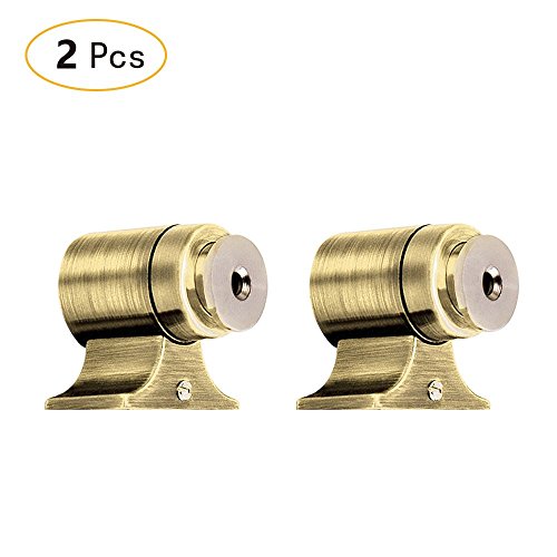 Zhi Jin 2Pcs Solid Stainless Steel Magnetic Door Stoppers Floor Mounted Silent Doorstop Holder Brass Bronze