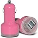 Produktbild N4U Online® – Apple iPhone 6 Plus Universal 12 V Mini Bullet USB Dual Port Kfz-ladegerät (Baby Pink