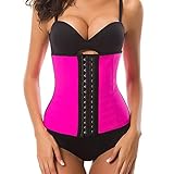 HURMES Women's Latex Sport Girdle Waist Trainer Corset - 3 Hook Long Torso Underbust Body Shaper Weight Loss (Pink, S)