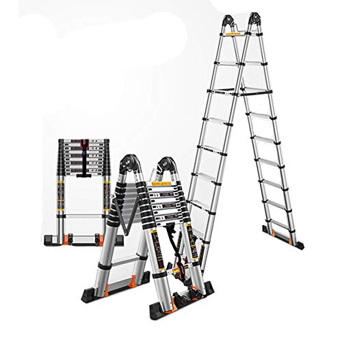 Preisvergleich Produktbild Teleskopleiter Aluminum Rutschfester Klappleiter Multifunktionsleiter Höhenverstellbar Rutsch 5m Aluleiter Klappleiter 150 Kg Belastbarkeit