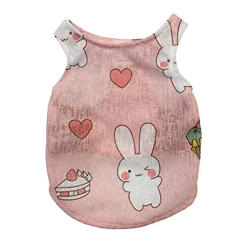 Zhixing Pet Giacca Classico Gilet Fresco Ultrasottile Stampa Allentata Maglietta Estate Abbigliamento Traspirante Morbido è Piccolo Medio Grande Animali Cane Gatto con 4 Colori Disponibili,Rabbit,S