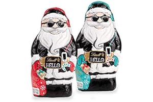 ‎LINDT & SPRÜNGLI Lindt HELLO Xmas Santa Hohlfigur | 80g | Lustige Weihnachtsmänner aus zarter Vollmilch-Schokolade | Ideal für Nikolaus, Wichteln & festliche Dekoration | Schokoladengenuss für Groß & Klein