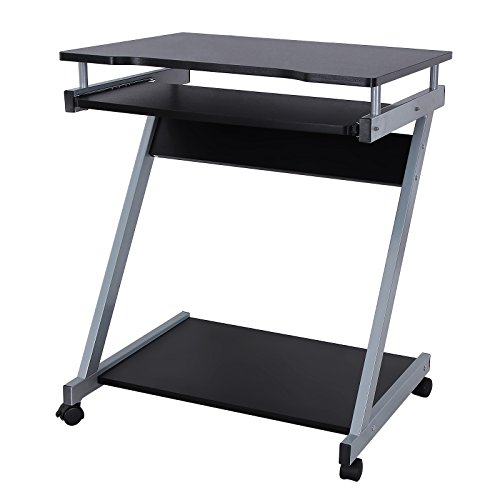 Table With Wheels: Amazon.co.uk Table With Wheels: Amazon.co.uk - Songmics Computer Desk Z-Shaped PC Table Movable Portable Trolley Study Workstation with Sliding Keyboard 4 Wheels 60 x 48 x 73 cm Black LCD811B