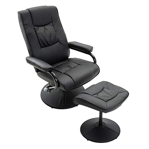 Preisvergleich Produktbild Massagesessel Fernsehsessel Wärmefunktion,Massagesessel mit Vibration, elektrische Entspannung,mit Fußhocker (schwarz)