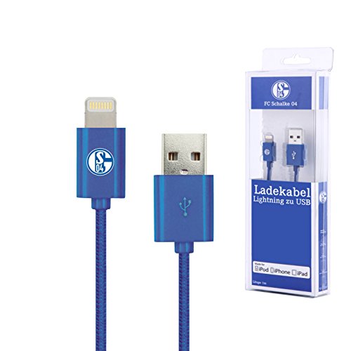 FC Schalke 04 Datenkabel / Ladekabel, für iPhone / iPod / iPad, Lightning auf USB, Apple zertifiziert, Länge: 1m, Farbe: blau