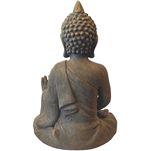 Deko Buddha sitzend H53cm Dekofigur Gartenfigur Steinfigur Skulptur Statue Buddhafigur Gartendekoration Buddhismus - 2