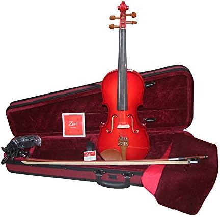 Violin by Zest Acoustic GK2RWE in 3 Colour and 3/4 or 4/4 Sizes quality Violin with Bow &amp; Padded Case Top Quality Craftsmanship (4/4, Red Burst)