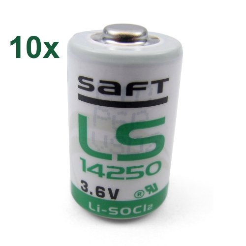 Saft LS14250 - Batteria 1/2 Li-SOCl2 (3,6 V, AA, confezione da 10 pezzi)