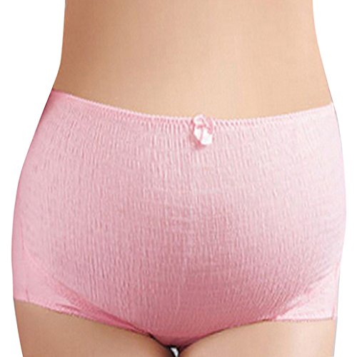 DEHANG Women Ladies Pleated High Waist Cotton Maternity Panties Size XL - Pink