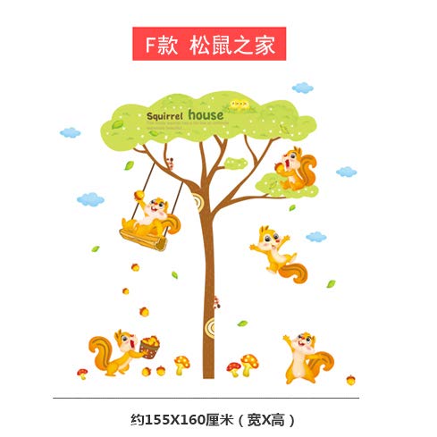 Preisvergleich Produktbild Wandaufkleber Wandtattoo Wohnzimmerkinderzimmer-Karikaturbaumh... Befestigt Zum Wandaufkleber, F. Haus Des Eichhörnchens Xl9009, Oversize