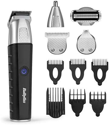 BaByliss Multikit Grooming 11 in 1 Lithium Power, per barba viso e corpo, multi-uso, waterproof, black/grey, MT812E