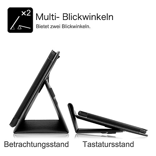 Fintie Odys Winpad 10 / Lenovo Miix 300 10.1 Hülle – Slim Fit Folio Premium Kunstleder Tastatur Ständer Schutzhülle Case Cover Tasche mit Ständerfunktion für Odys Winpad 10 2in1 / Lenovo Miix 300 (10,1 Zoll) Tablet-PC, Schwarz - 5
